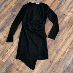 Black Long Sleeve Asymmetrical Dress